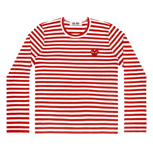 [정품] 꼼데가르송 PLAY 스트라이프 티셔츠 Red+White (남성)