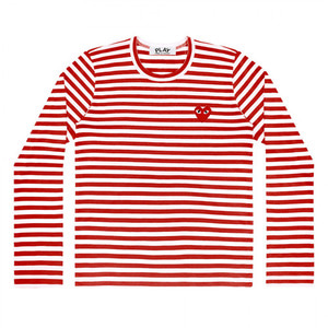 [정품] 꼼데가르송 PLAY 스트라이프 티셔츠 Red+White -남녀 공용-